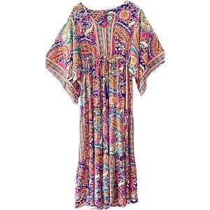 NWT Anthropologie Me 2 Magic Colorful Paisley Boho Maxi Dress M Festival Hippie